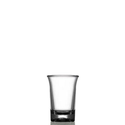 dit transparant Kunststof HotShot glas van 2.5 cl is geschikt voor zowel bedrukken als graveren